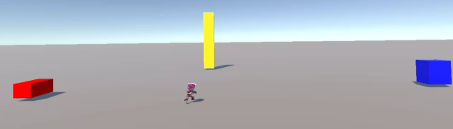 An example interaction design probe implemented in Unity. The user can command the robot using voice commands (e.g., “go to the blue square”). The robot will listen to what was said (e.g., recognize linguistic commands) and how it was said (e.g., recognize affective non-verbal cues in the speech audio). Consequently, the robot implements a proactive and different style of behavior when implementing the same command (e.g., running faster to the target or performing poses when the user sounds more angry, cautious, joyful, etc. )  